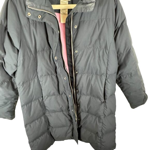 L.L. Bean Black Puffer Full ZIp Goose Down Bodywarmer Trench Coat Size M - Picture 3 of 6